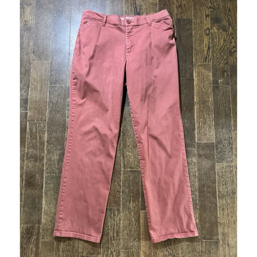 Lee All Day Straight Leg Pant Womens 14M Pink Excellent Mid Rise Chino